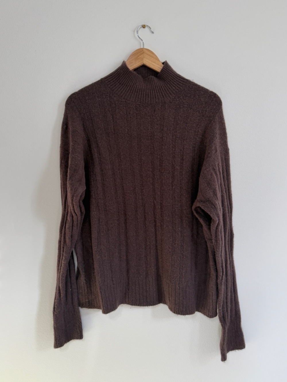 J CREW Ribbed Mockneck Sweater in Supersoft yarn Size XL Brown Knit BM209 - Picture 2 of 8